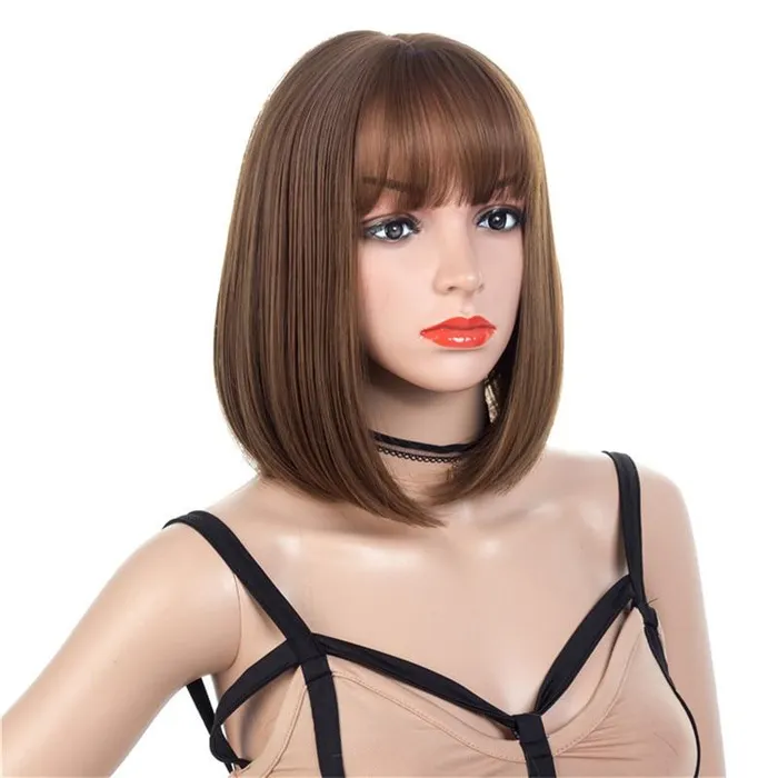 Dildos CHASTITY CAGE CO 12 Inches Short Bob Wig with Bangs