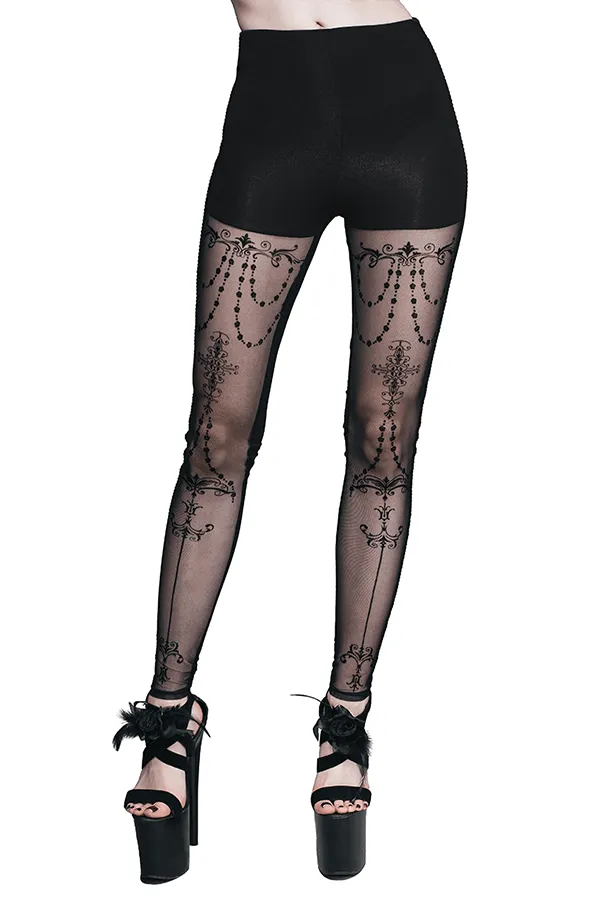 Baroque Pattern Leggings for Women Gothic Elegance EVEs SECRETS Anal