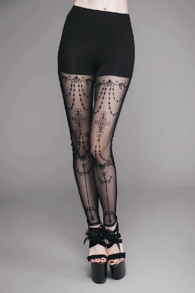 Baroque Pattern Leggings for Women Gothic Elegance EVEs SECRETS Anal