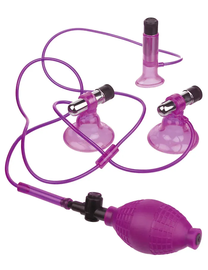 Pipedream Fetish Fantasy Series VIBRATING TRIPLE SUCKERS Purple Nipple and Clit Suckers Pipedream Couples