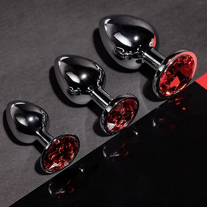 Shots America Anal Round Gem Butt Plug Small Ruby Red