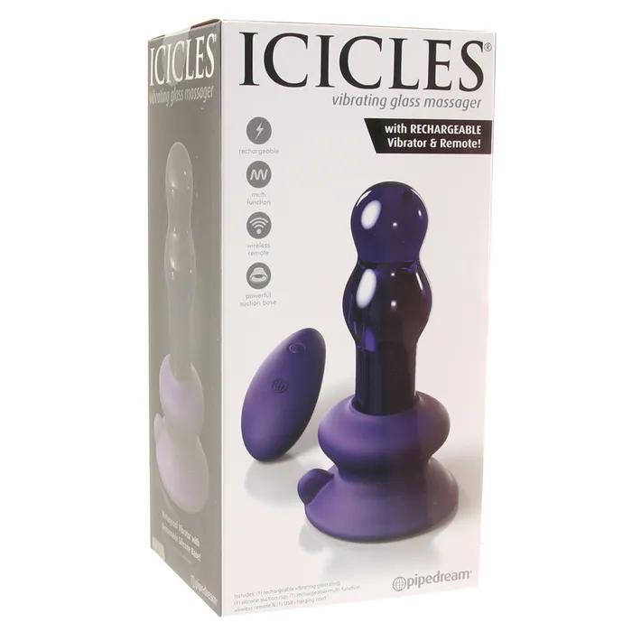 Anal Pipedream Icicles No83 Vibrating Glass Plug in Purple Anal Pipedream Icicles No83 Vibrating Glass Plug in Purple