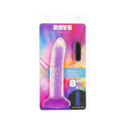 Dildos BMS Enterprises Addiction Rave 8 in Bendable GlowintheDark Silicone Dildo Purple Confetti Dildos BMS Enterprises Addiction Rave 8 in Bendable GlowintheDark Silicone Dildo Purple Confetti