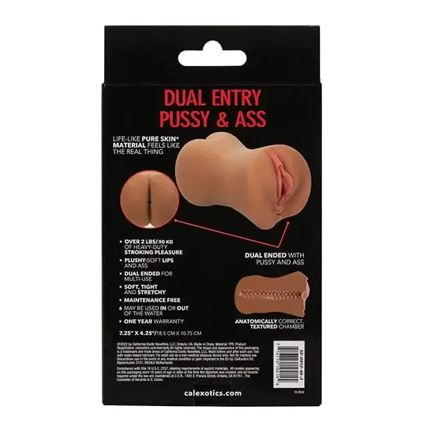 Male Sex Toys CalExotics Stroke It Dual Entry Pussy Ass Brown