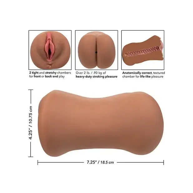 Male Sex Toys CalExotics Stroke It Dual Entry Pussy Ass Brown