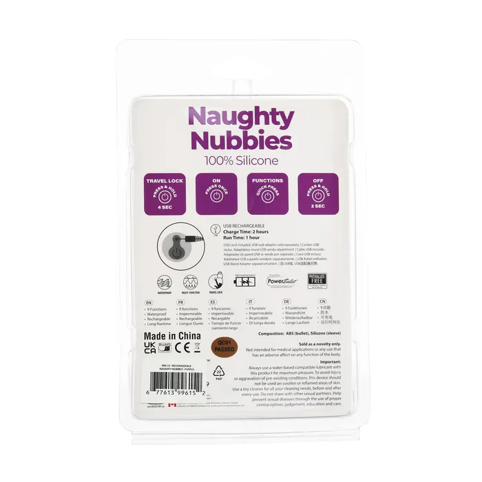 PowerBullet Vibrators PowerBullet Rechargeable Naughty Nubbies Silicone Finger Vibe Purple