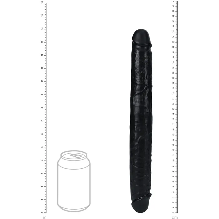Dildos Shots Toys Shots Real Rock Straight Thick 14 Inch Double Dildo Black