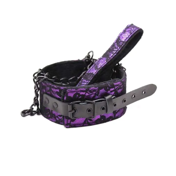 Petplay Fetish Choker Purple Kink Collar And Leash Lovegasm Vibrators