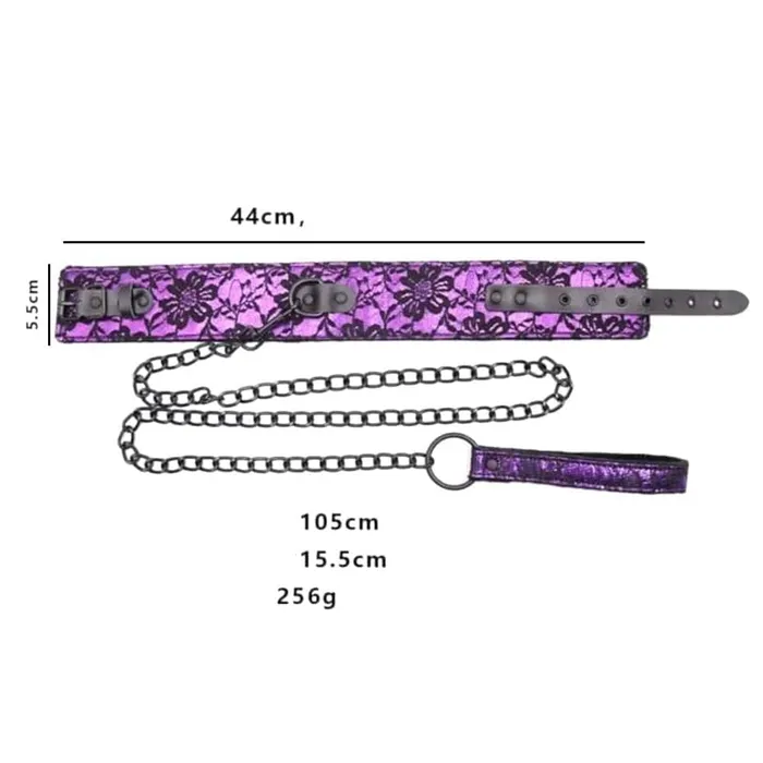 Petplay Fetish Choker Purple Kink Collar And Leash Lovegasm Vibrators