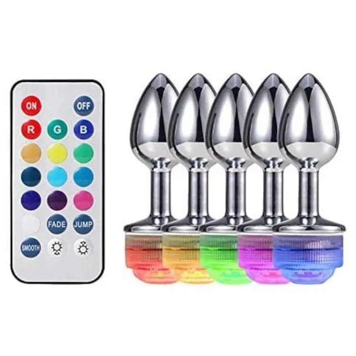 Stainless Steel Pretty Jewel LED Plug Men With Remote Lovegasm Male Sex Toys