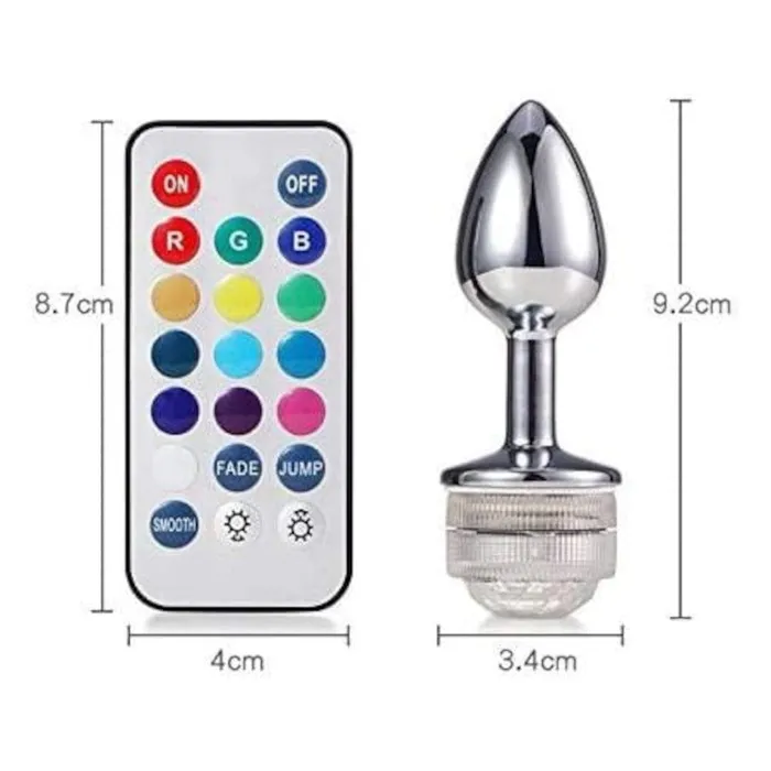 Stainless Steel Pretty Jewel LED Plug Men With Remote Lovegasm Male Sex Toys